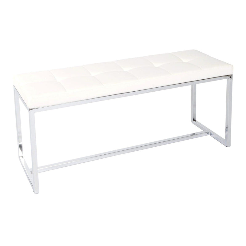 Furnishings' Mate E30-WH-SS Narrow Bench In White PU On Stainless Steel Base IMAGE 1