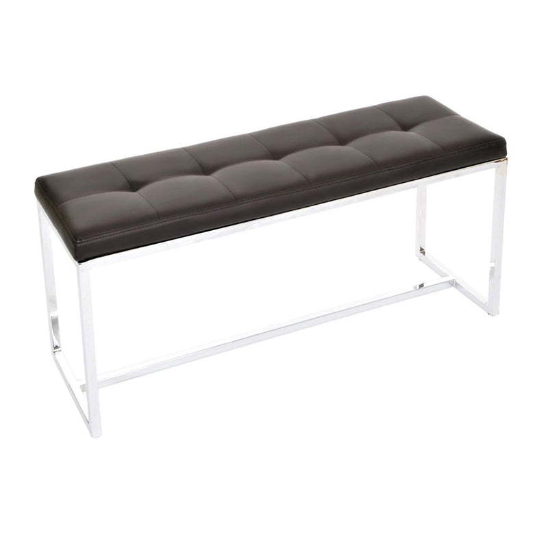 Furnishings' Mate E30-BR-SS Narrow Bench In Brown PU On Stainless Steel Base IMAGE 1