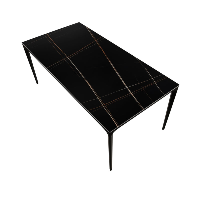 Furnishings' Mate DT 1088-1 Ryan Table (Large) W/ Black Sintered Stone Top And Aluminum Matte Black Base IMAGE 4