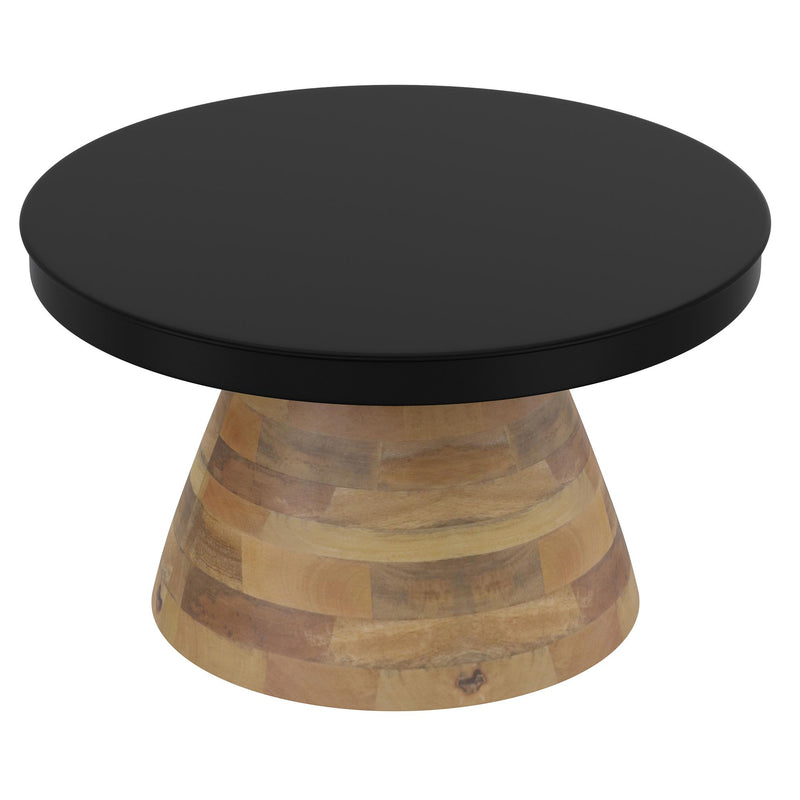 !nspire Boden 301-229BK Round Coffee Table - Black and Walnut IMAGE 3