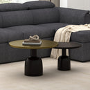 !nspire Adira 303-102GL_BK 2 pc Round Coffee Table Set - Antique Gold and Black IMAGE 2