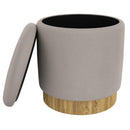Worldwide Home Furnishings Alya 402-131GY Round Storage Ottoman - Warm Grey and Natural IMAGE 3