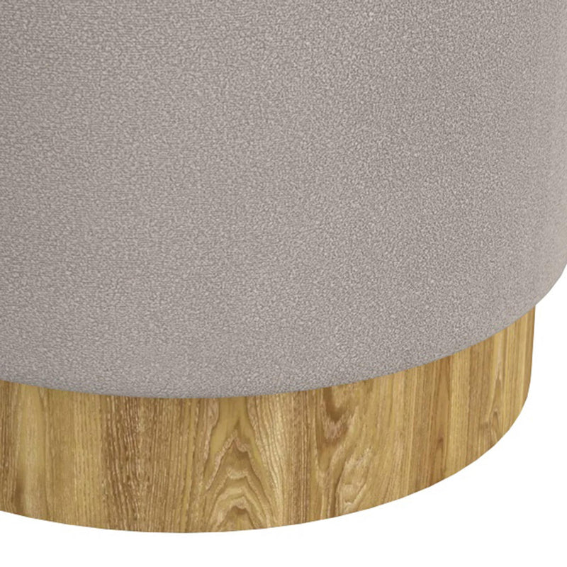 Worldwide Home Furnishings Alya 402-131GY Round Storage Ottoman - Warm Grey and Natural IMAGE 5