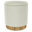 Worldwide Home Furnishings Alya 402-131WT Round Storage Ottoman - White and Natural IMAGE 1