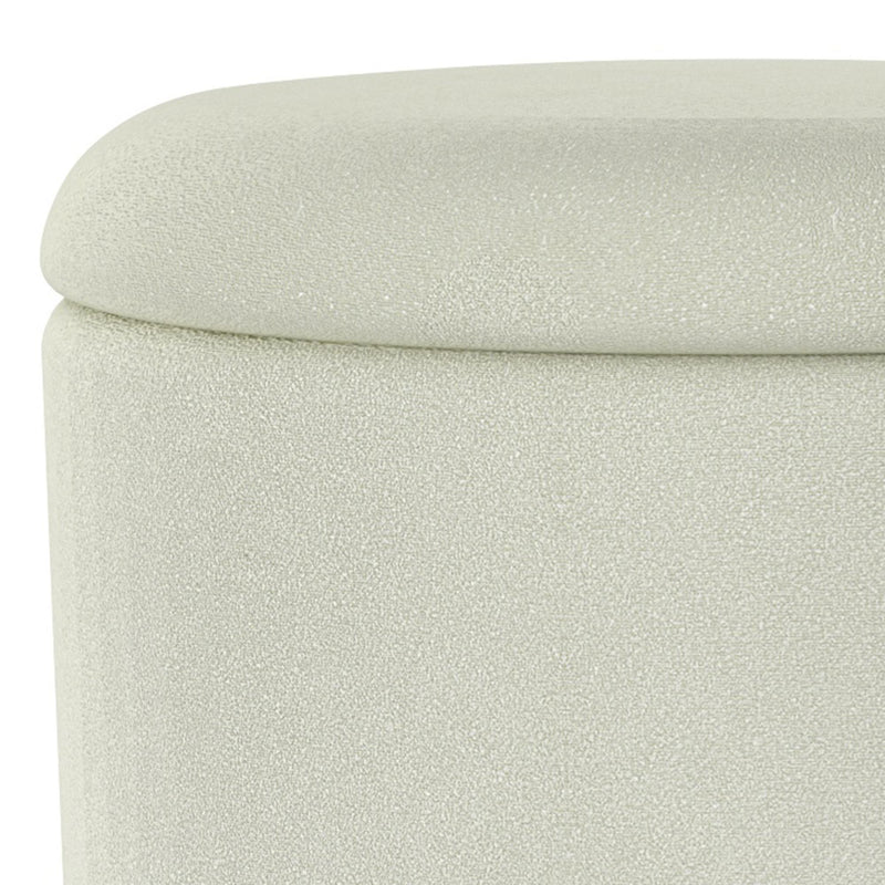 Worldwide Home Furnishings Alya 402-131WT Round Storage Ottoman - White and Natural IMAGE 4