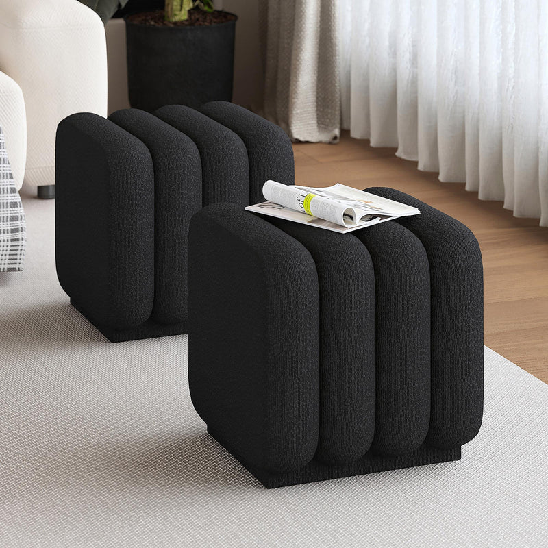 Worldwide Home Furnishings Rigel 402-133SM_BK Small Square Ottoman - Black Boucle IMAGE 2