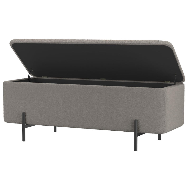 Worldwide Home Furnishings Erzo 402-136GRY Storage Ottoman Bench - Warm Grey and Black IMAGE 3