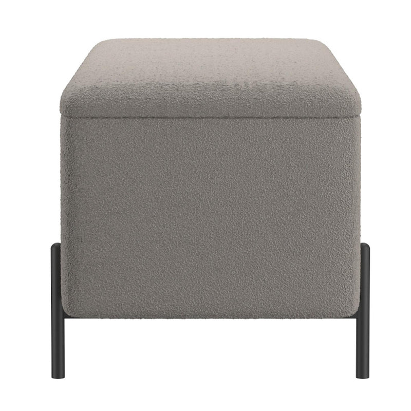 Worldwide Home Furnishings Erzo 402-136GRY Storage Ottoman Bench - Warm Grey and Black IMAGE 4