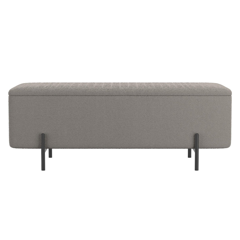 Worldwide Home Furnishings Erzo 402-136GRY Storage Ottoman Bench - Warm Grey and Black IMAGE 5