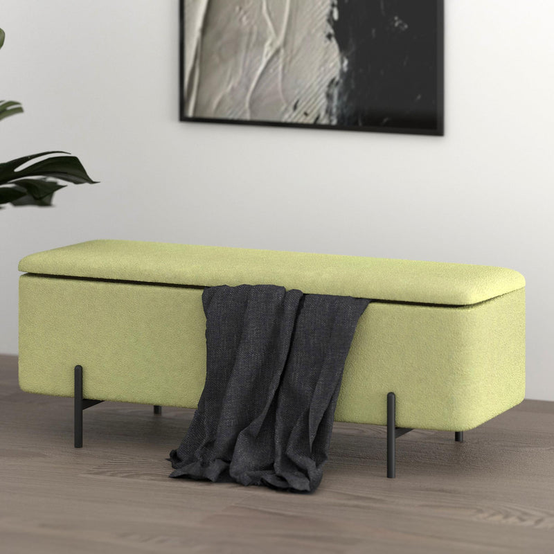 Worldwide Home Furnishings Erzo 402-136SG Storage Ottoman Bench - Sage and Black IMAGE 2