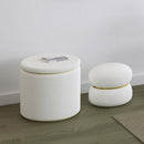 !nspire Cecily 402-951IV 2 pc Round Ottoman w/Storage - Ivory Boucle IMAGE 2