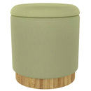 Worldwide Home Furnishings Alya 402-131SG Round Storage Ottoman - Sage and Natural IMAGE 1