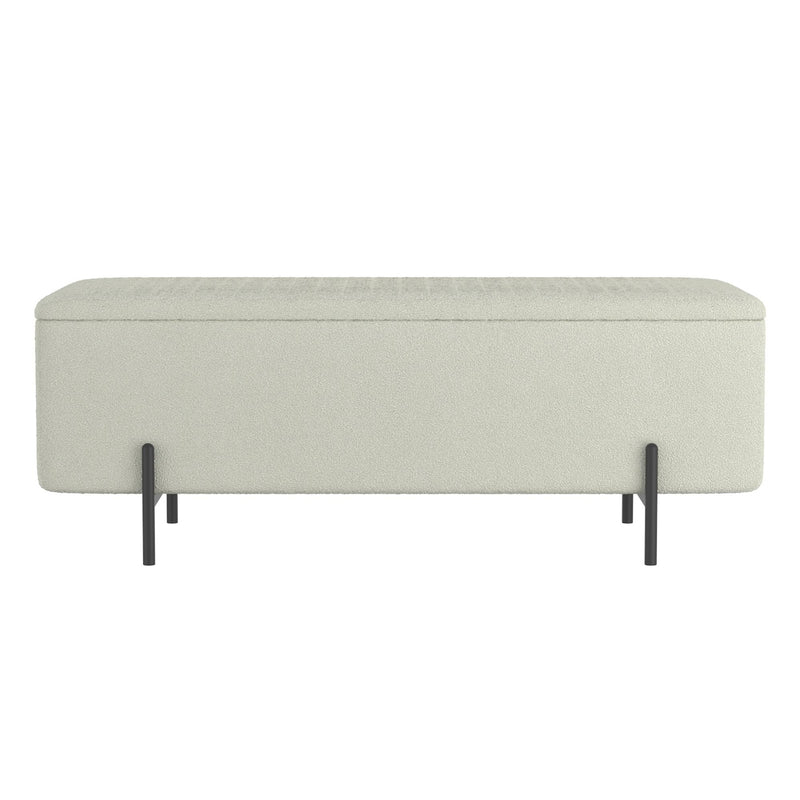 Worldwide Home Furnishings Erzo 402-136WT Storage Ottoman Bench - White and Black IMAGE 5