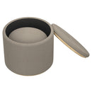 !nspire Cecily 402-951WGY 2 pc Round Ottoman w/Storage - Warm Grey Boucle IMAGE 3