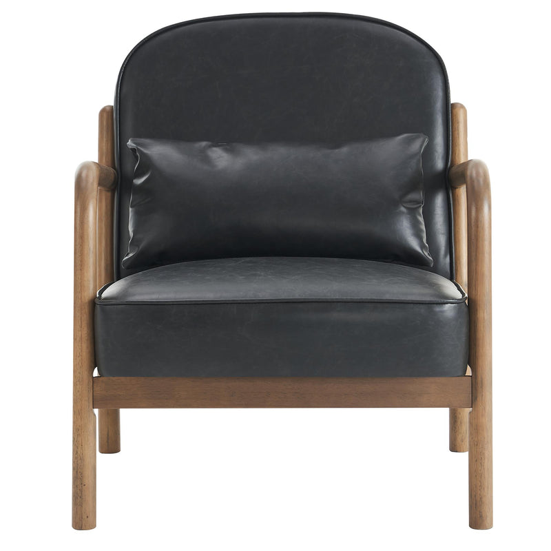 !nspire Fani 403-926BLK Accent Chair, Faux Leather - Black and Walnut IMAGE 5