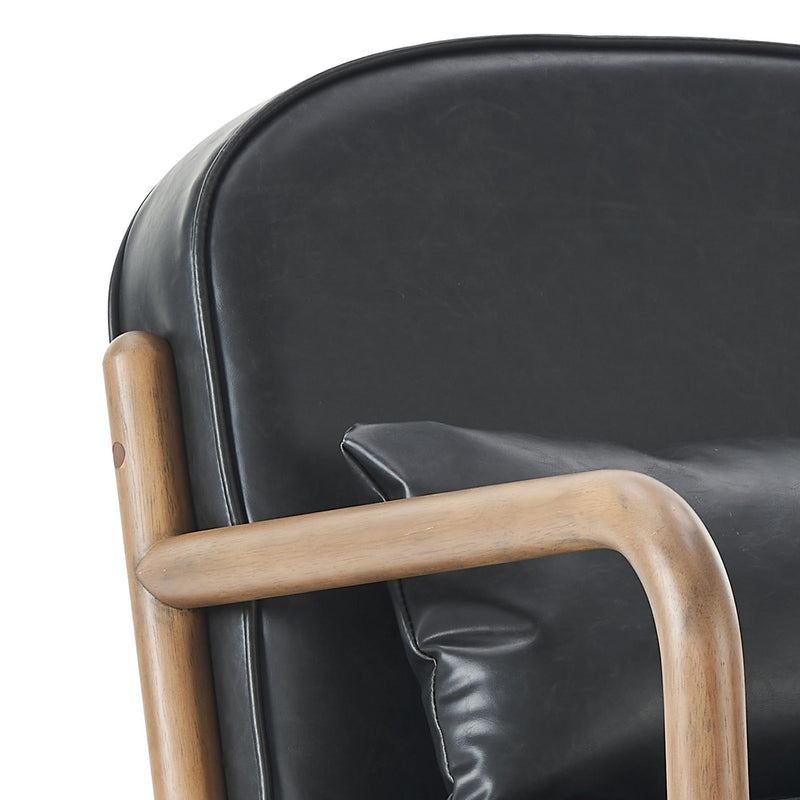 !nspire Fani 403-926BLK Accent Chair, Faux Leather - Black and Walnut IMAGE 7