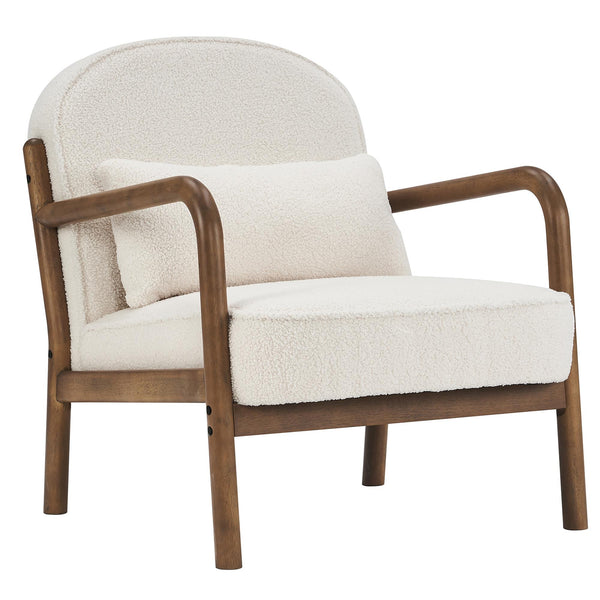 !nspire Fani 403-926WT Accent Chair, Fabric - White Boucle and Walnut IMAGE 1