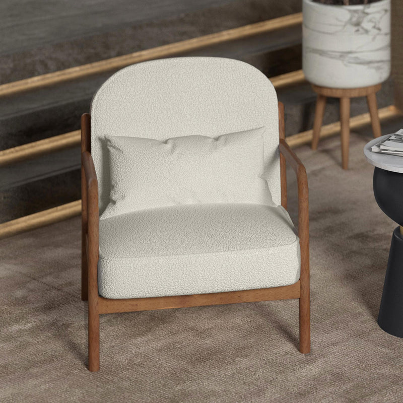 !nspire Fani 403-926WT Accent Chair, Fabric - White Boucle and Walnut IMAGE 2