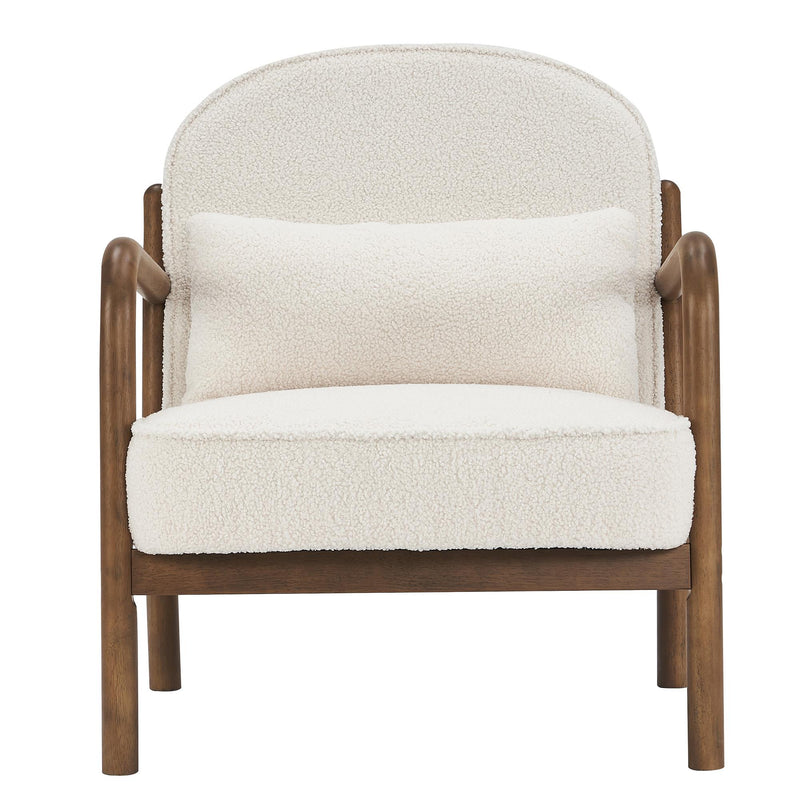 !nspire Fani 403-926WT Accent Chair, Fabric - White Boucle and Walnut IMAGE 5