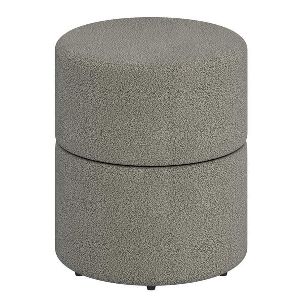 !nspire Novar 402-670WGY Round Ottoman - Warm Grey Boucle IMAGE 1