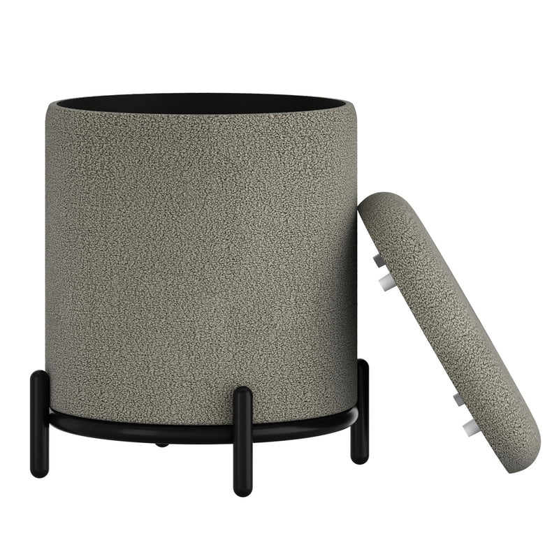 !nspire Castor 402-883WGY Storage Ottoman - Warm Grey Boucle IMAGE 3