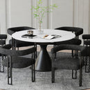 !nspire Calisto 201-110WT Round Pedestal Dining Table w/Extension - White and Black IMAGE 2