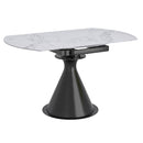 !nspire Calisto 201-110WT Round Pedestal Dining Table w/Extension - White and Black IMAGE 3