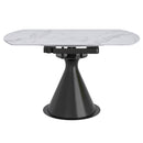 !nspire Calisto 201-110WT Round Pedestal Dining Table w/Extension - White and Black IMAGE 5