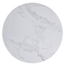 !nspire Calisto 201-110WT Round Pedestal Dining Table w/Extension - White and Black IMAGE 6