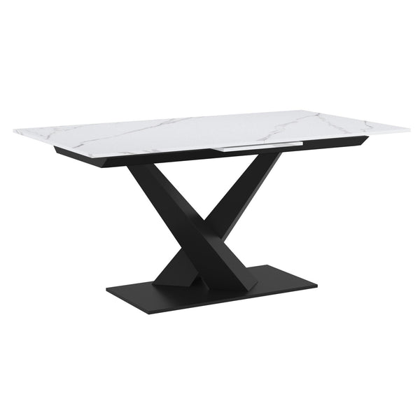 !nspire Julius 201-111WT Dining Table w/Extension - White and Black IMAGE 1