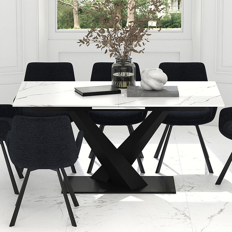 !nspire Julius 201-111WT Dining Table w/Extension - White and Black IMAGE 2