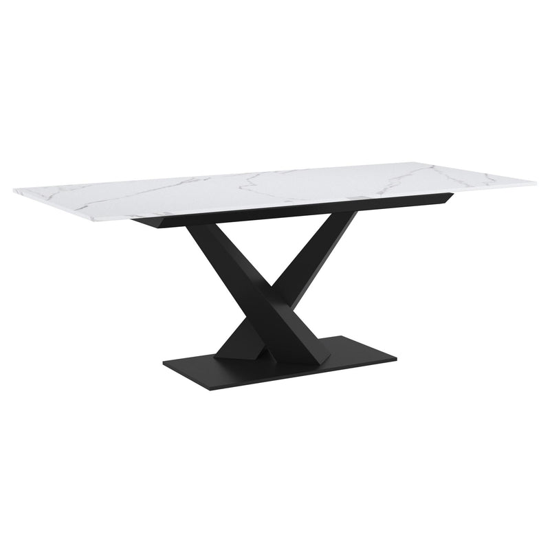 !nspire Julius 201-111WT Dining Table w/Extension - White and Black IMAGE 3