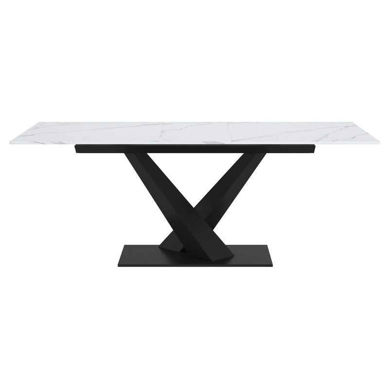 !nspire Julius 201-111WT Dining Table w/Extension - White and Black IMAGE 5