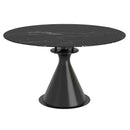 !nspire Calisto 201-110BK Round Pedestal Dining Table w/Extension - Black IMAGE 1