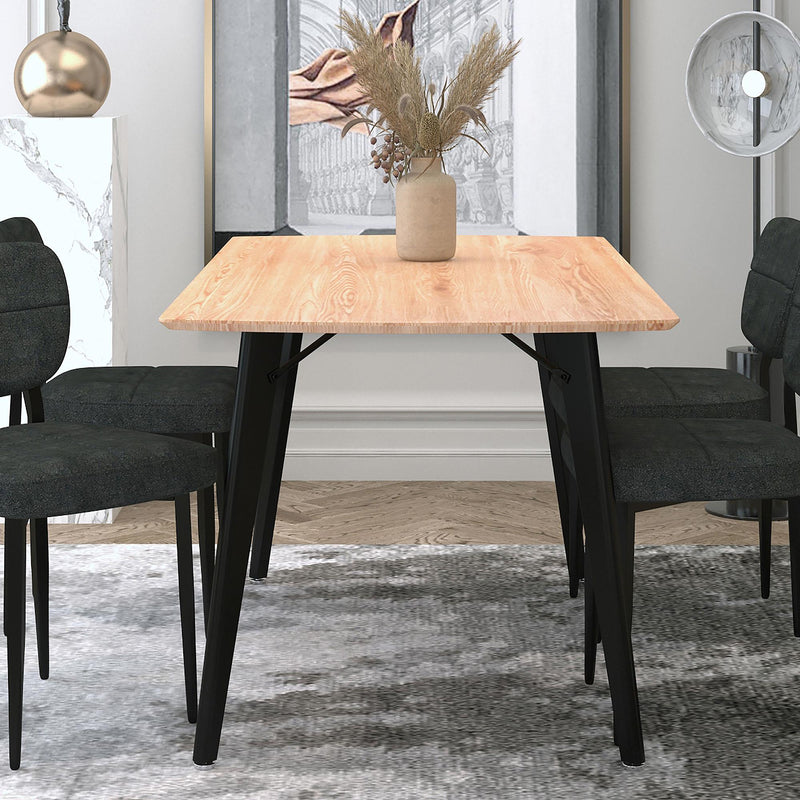 Worldwide Home Furnishings Leon 201-893NAT Rectangular Dining Table - Natural and Black IMAGE 2