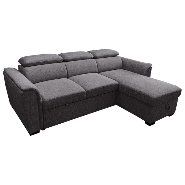 Worldwide Home Furnishings Oskar 700-518CH 93.5" Sectional Sofa w/Bed & Storage - Charcoal IMAGE 1