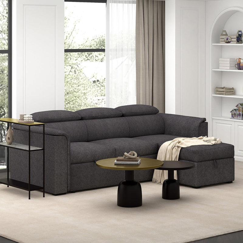 Worldwide Home Furnishings Oskar 700-518CH 93.5" Sectional Sofa w/Bed & Storage - Charcoal IMAGE 2