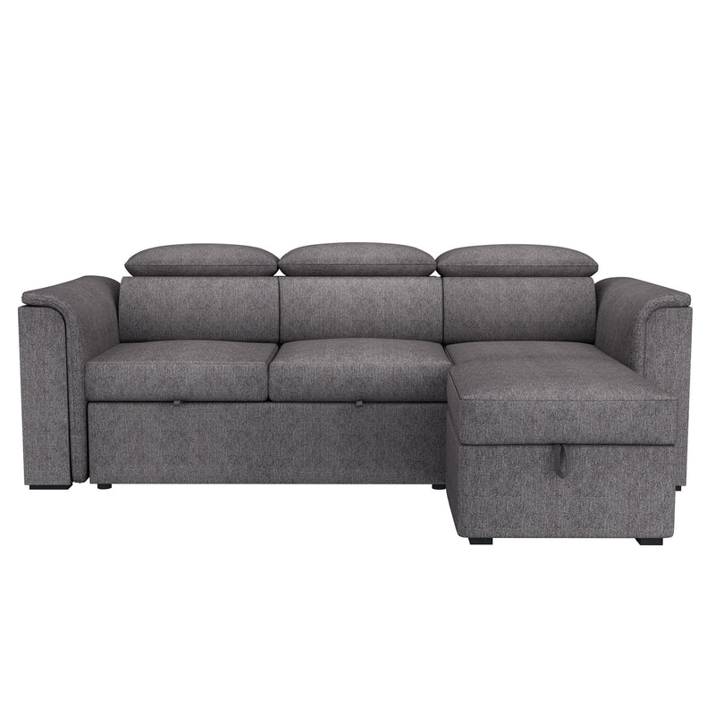 Worldwide Home Furnishings Oskar 700-518CH 93.5" Sectional Sofa w/Bed & Storage - Charcoal IMAGE 3