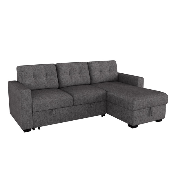 Worldwide Home Furnishings Tyson 700-519CH 93.25" Sectional Sofa w/Bed & Storage - Charcoal IMAGE 1