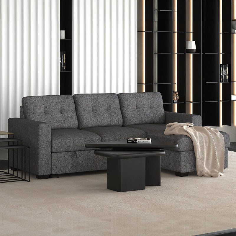 Worldwide Home Furnishings Tyson 700-519CH 93.25" Sectional Sofa w/Bed & Storage - Charcoal IMAGE 2