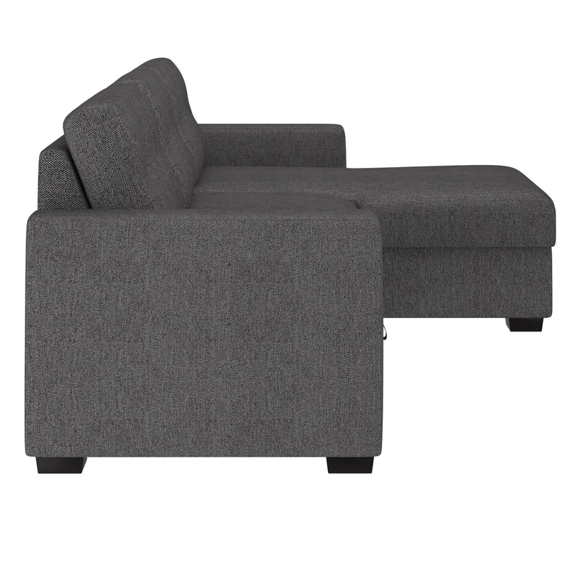 Worldwide Home Furnishings Tyson 700-519CH 93.25" Sectional Sofa w/Bed & Storage - Charcoal IMAGE 4