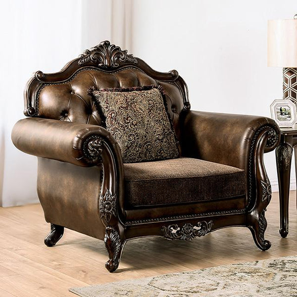 Furniture of America Ensenada Stationary Fabric Chair FM65003BR-CH IMAGE 1
