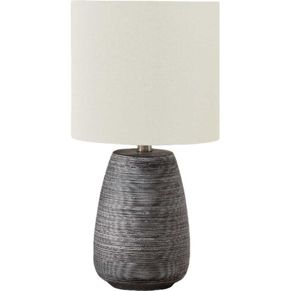  Monarch I 9633 Table Lamp - Grey Ceramic / Ivory Shade IMAGE 1