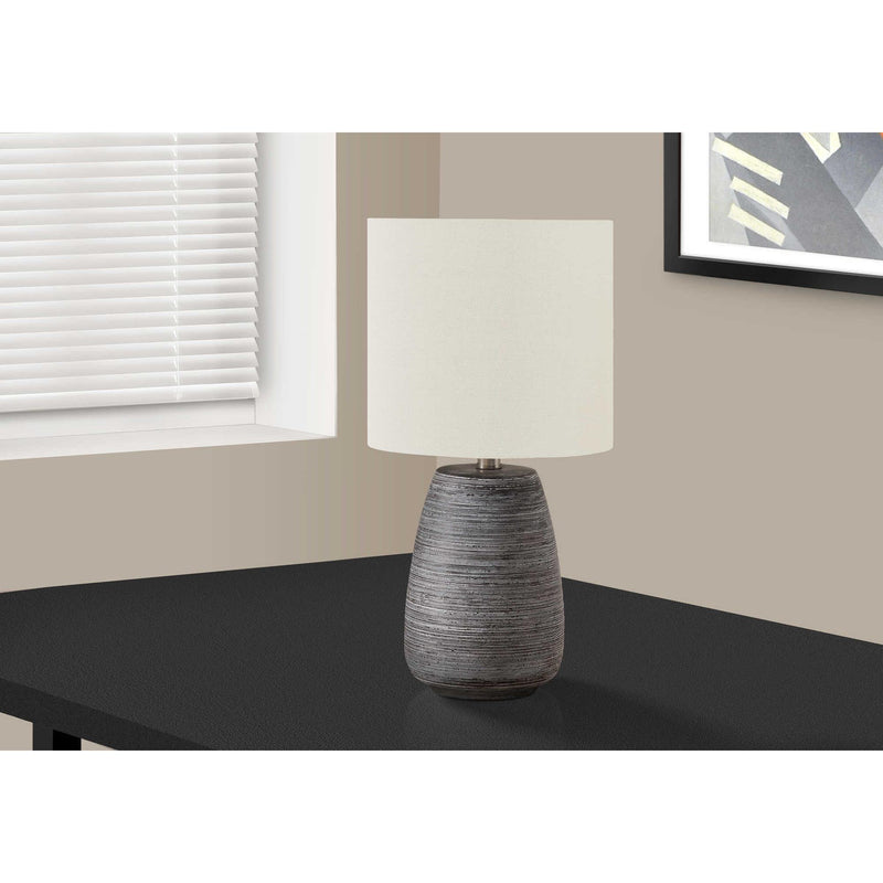  Monarch I 9633 Table Lamp - Grey Ceramic / Ivory Shade IMAGE 2