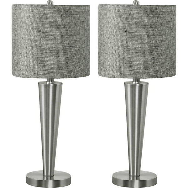  Monarch I 9642 Table Lamp - Nickel Metal / Grey USB IMAGE 1