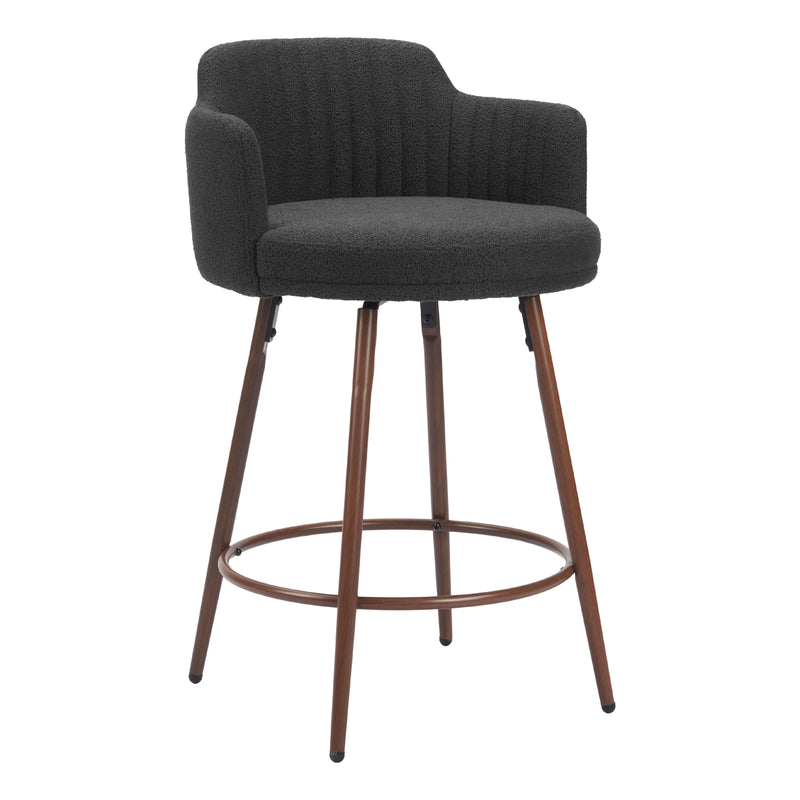 Zuo Kono 110375 Swivel Counter Stool - Black & Walnut IMAGE 1