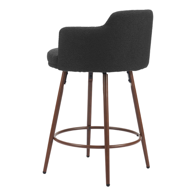  Zuo Kono 110375 Swivel Counter Stool - Black & Walnut IMAGE 5