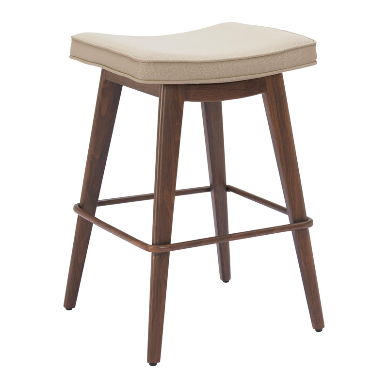  Zuo Divat 110331 Counter Stool - Beige & Walnut IMAGE 1