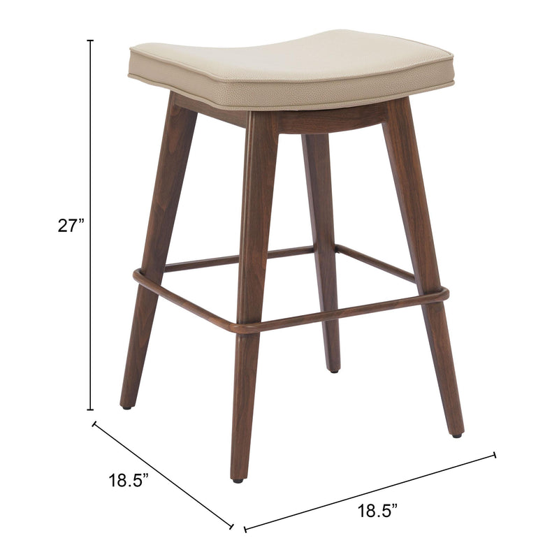  Zuo Divat 110331 Counter Stool - Beige & Walnut IMAGE 6
