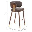  Zuo Brew 110327 Barstool - Brown & Walnut IMAGE 8